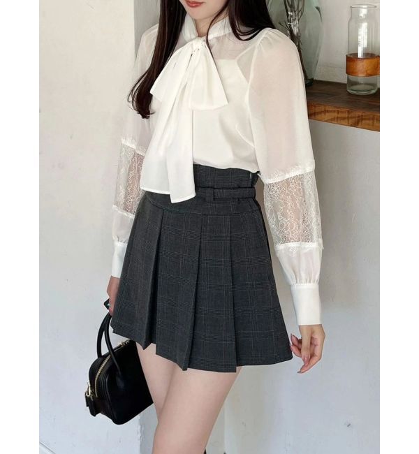 MERCURYDUO「ポイントレースボウタイブラウス」|シャツ・ブラウス|オフホワイト