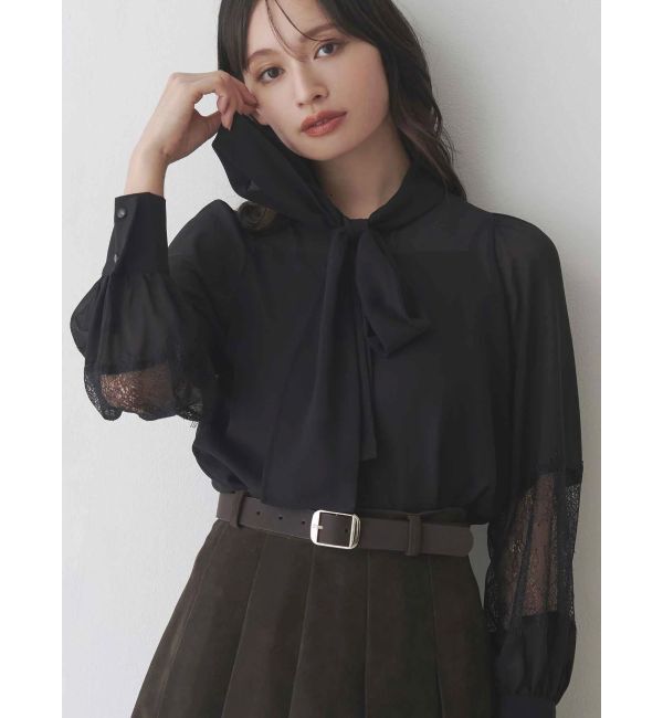 MERCURYDUO「ポイントレースボウタイブラウス」|シャツ・ブラウス|