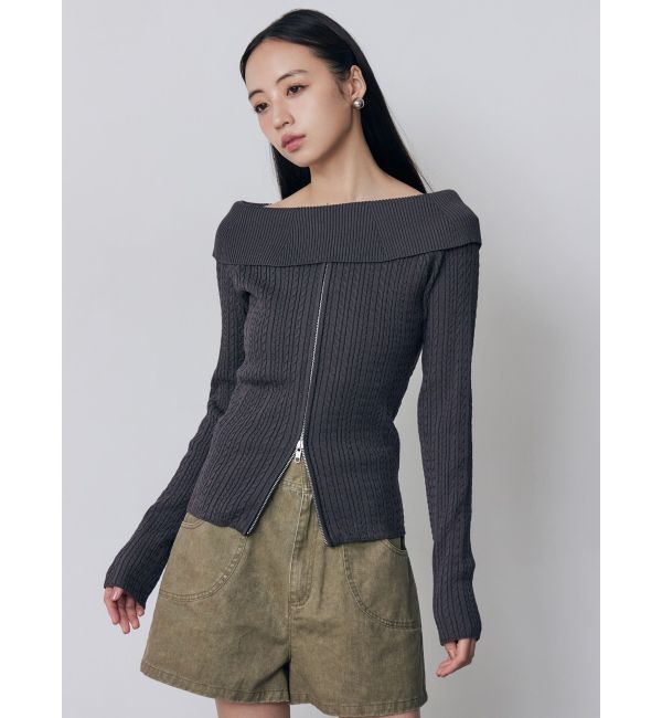 MURUA「オフショルダーケーブルニット」|ニット・セーター|
