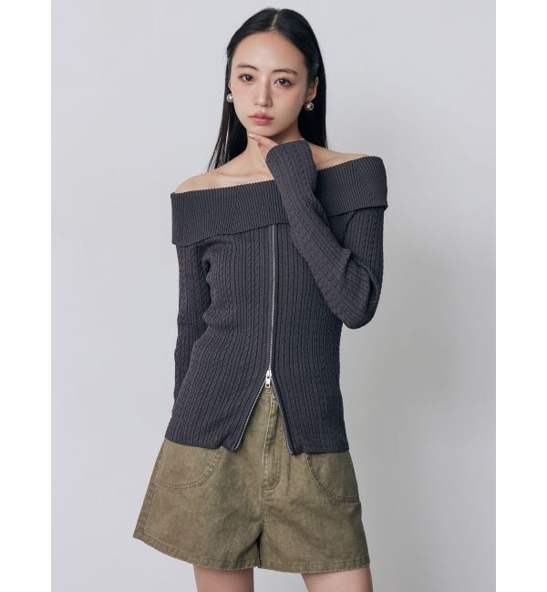 MURUA「オフショルダーケーブルニット」|ニット・セーター|