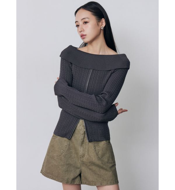 MURUA「オフショルダーケーブルニット」|ニット・セーター|