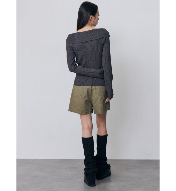 MURUA「オフショルダーケーブルニット」|ニット・セーター|