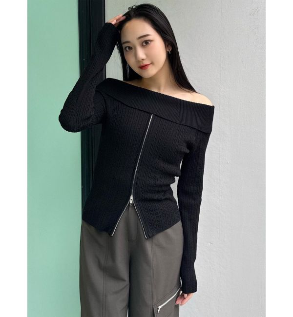 MURUA「オフショルダーケーブルニット」|ニット・セーター|