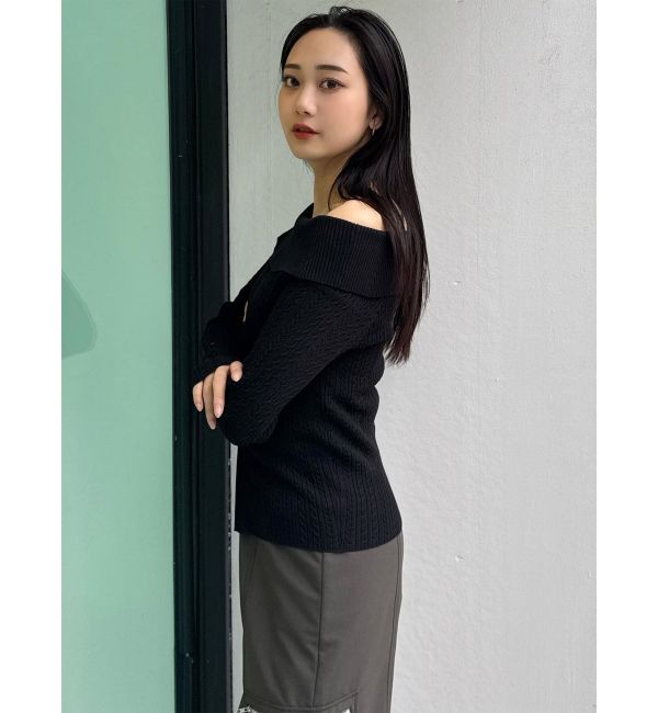 MURUA「オフショルダーケーブルニット」|ニット・セーター|