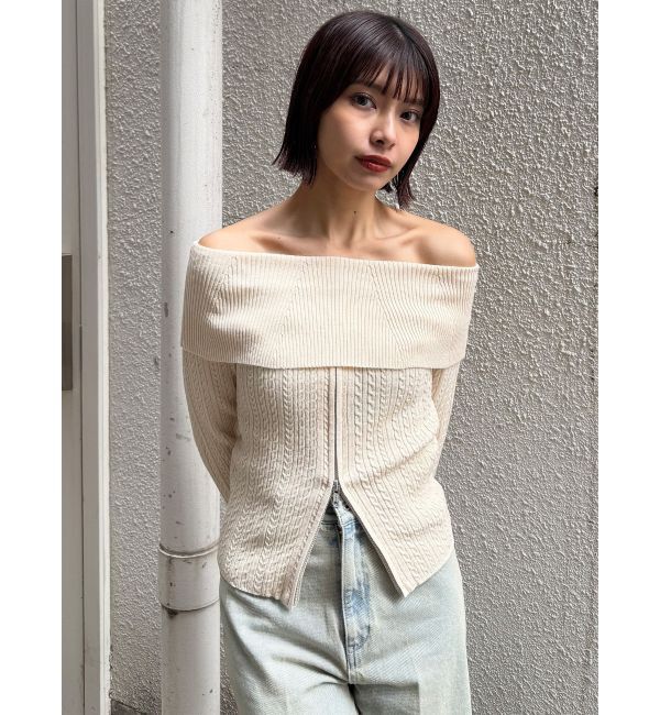 MURUA「オフショルダーケーブルニット」|ニット・セーター|