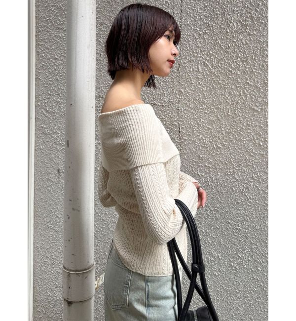 MURUA「オフショルダーケーブルニット」|ニット・セーター|