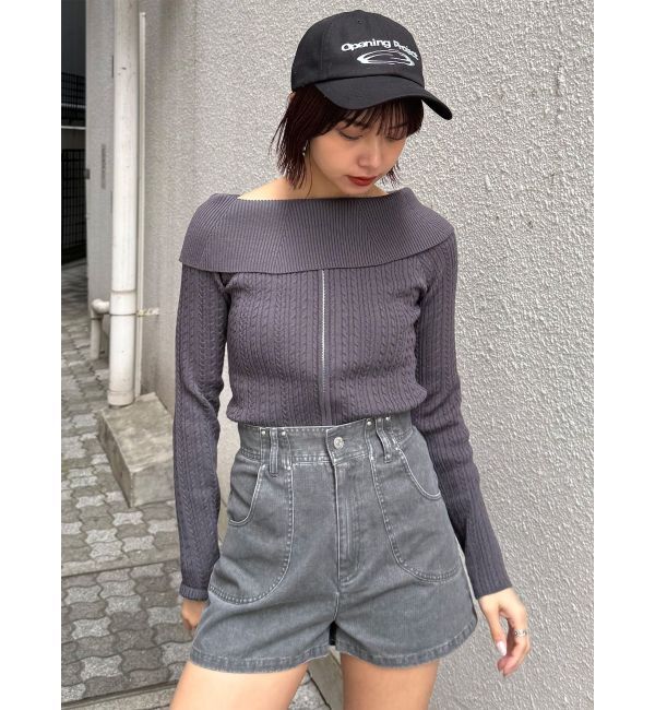 MURUA「オフショルダーケーブルニット」|ニット・セーター|