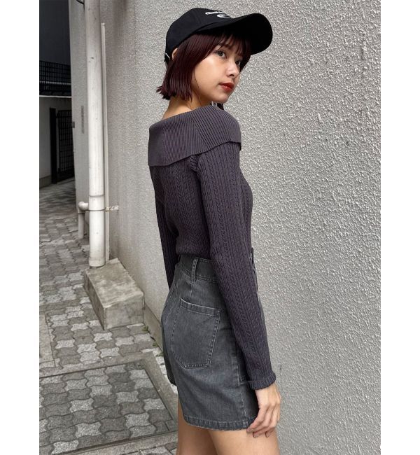 MURUA「オフショルダーケーブルニット」|ニット・セーター|