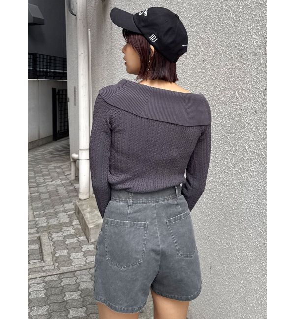 MURUA「オフショルダーケーブルニット」|ニット・セーター|