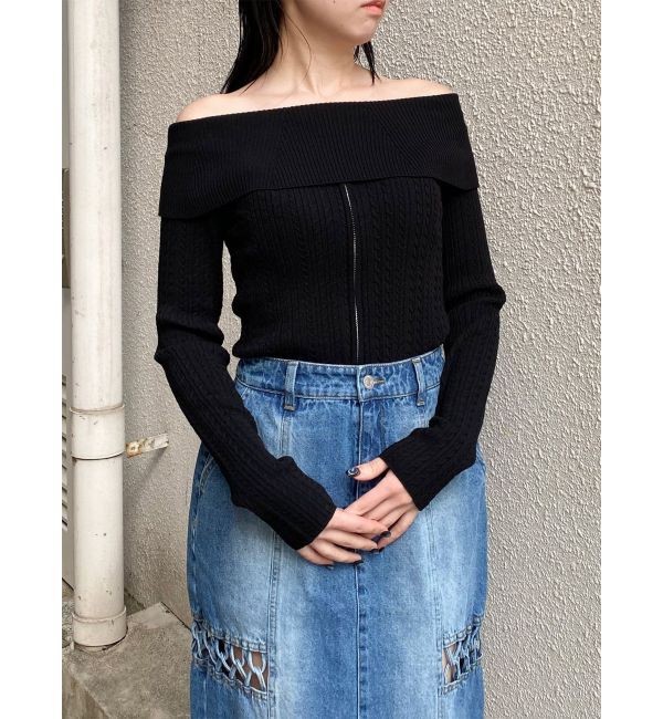 MURUA「オフショルダーケーブルニット」|ニット・セーター|