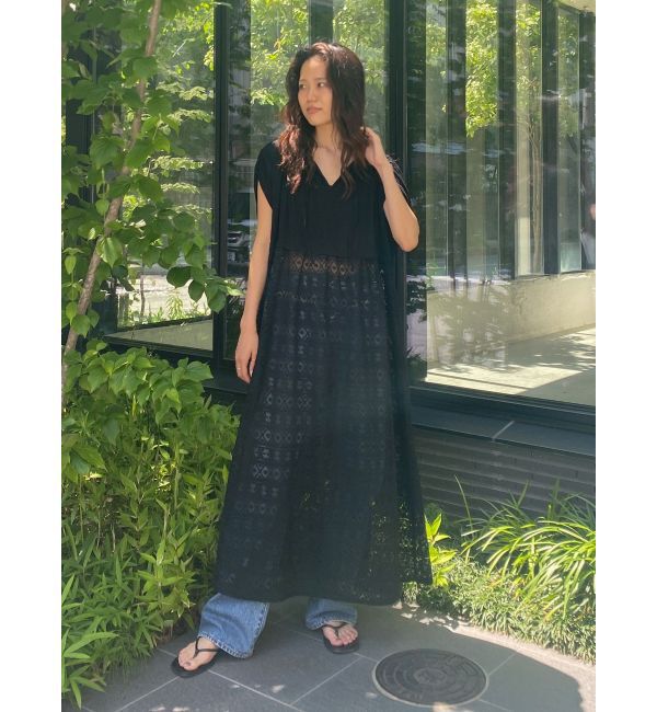 Ungrid「メッシュレースノースリワンピース」|ワンピース|ブラック