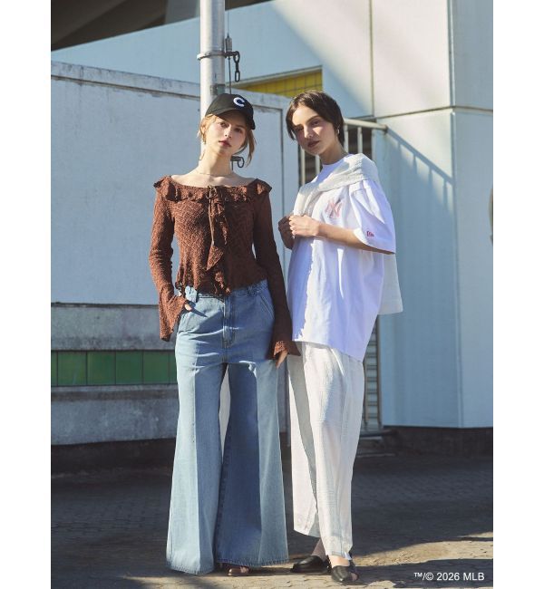 LAGUNAMOON「タイルパターンレースダブルジャケット」|テーラードジャケット|