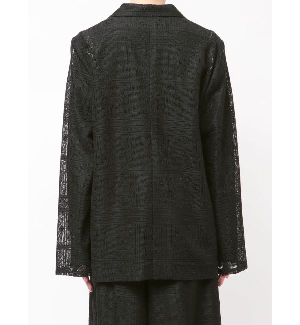 LAGUNAMOON「タイルパターンレースダブルジャケット」|テーラードジャケット|