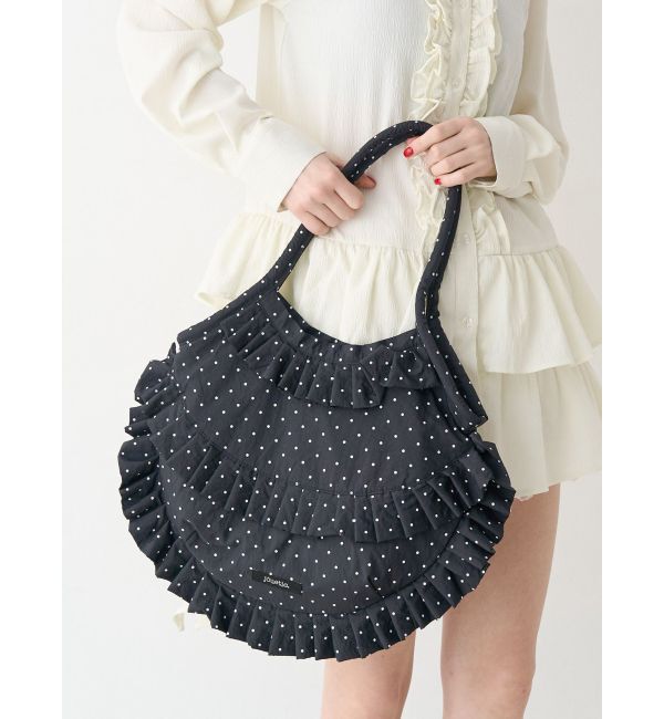 jouetie「パターンフリルトートバッグ」|トートバッグ|ブラック