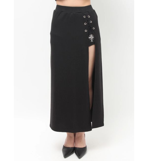 GYDA「sacred edge crossレースアップロングスリットスウェットスカート」|スカート|