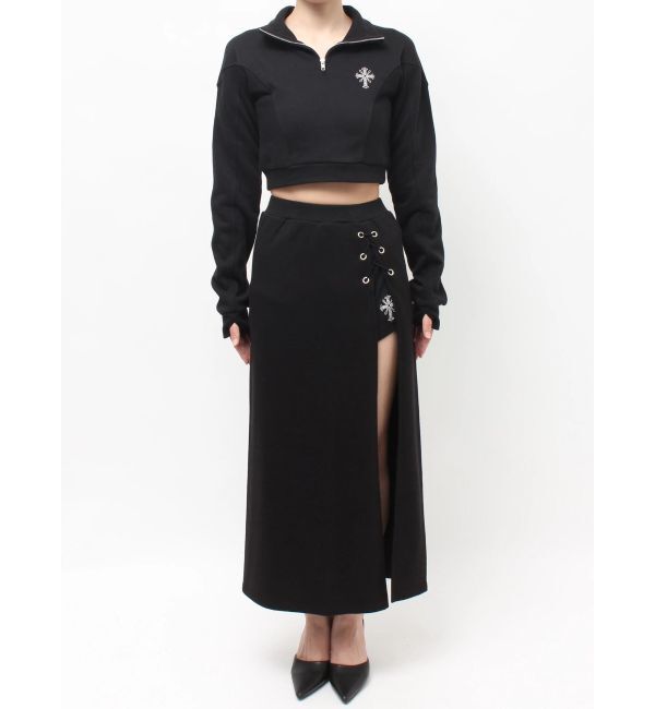 GYDA「sacred edge crossレースアップロングスリットスウェットスカート」|スカート|