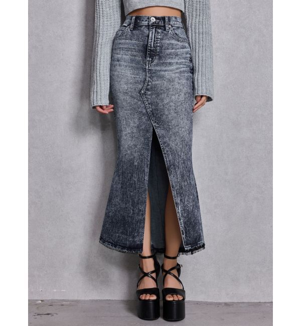 GYDA「ハイウエストHEM LACEマーメイドデニムスカート」|スカート|