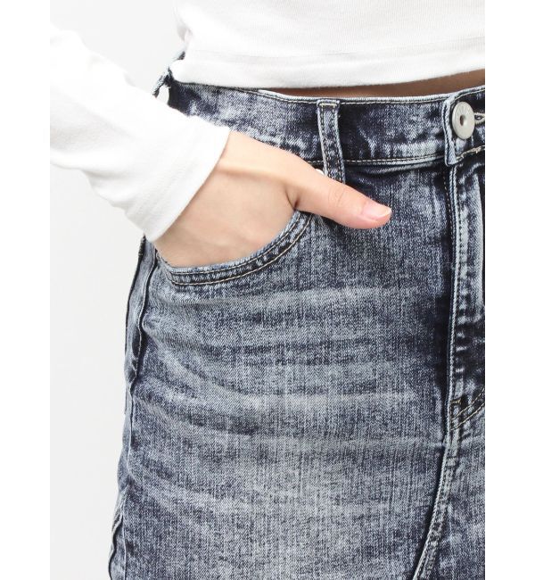 GYDA「ハイウエストHEM LACEマーメイドデニムスカート」|スカート|