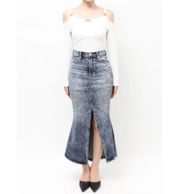 GYDA「ハイウエストHEM LACEマーメイドデニムスカート」|スカート|