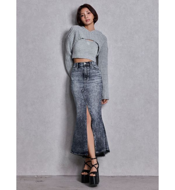 GYDA「ハイウエストHEM LACEマーメイドデニムスカート」|スカート|