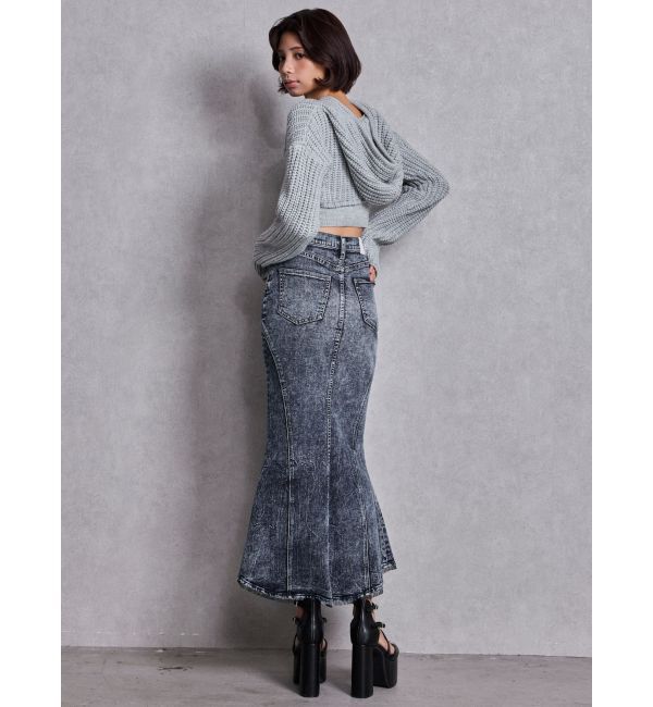 GYDA「ハイウエストHEM LACEマーメイドデニムスカート」|スカート|