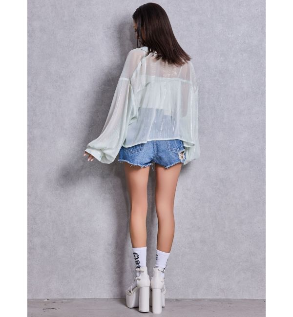 GYDA「SHEERラメショートシャツ」|シャツ・ブラウス|