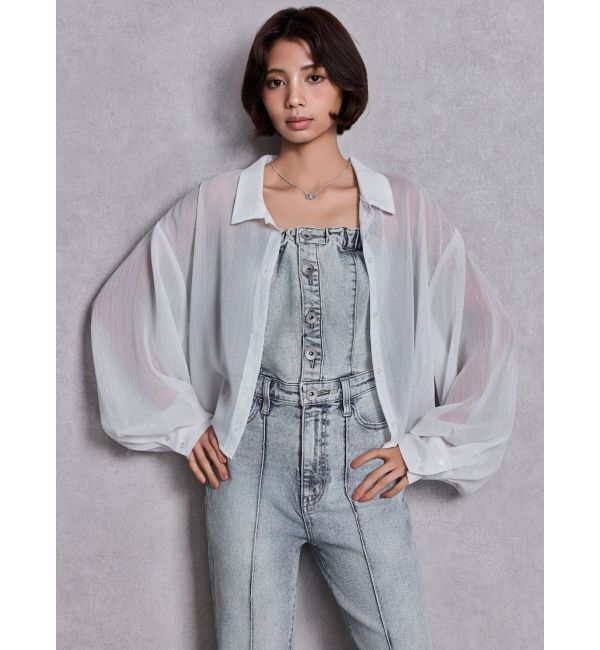 GYDA「SHEERラメショートシャツ」|シャツ・ブラウス|