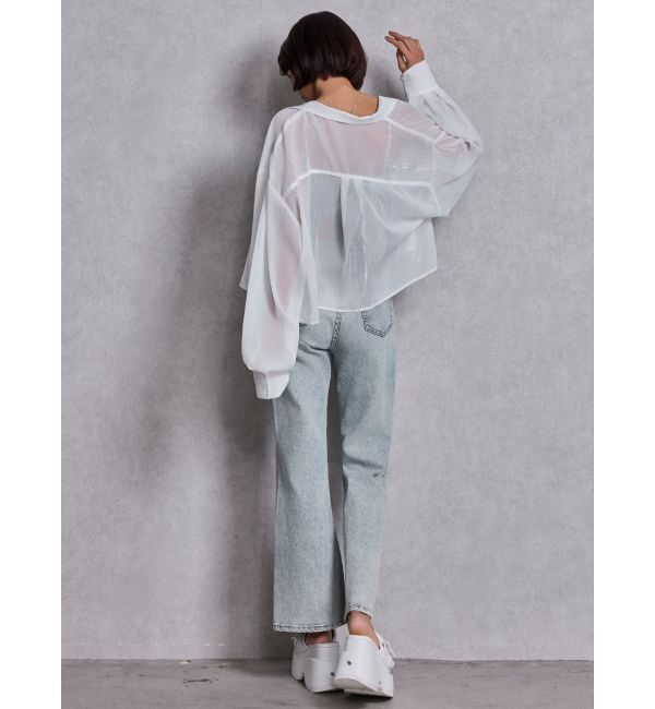 GYDA「SHEERラメショートシャツ」|シャツ・ブラウス|