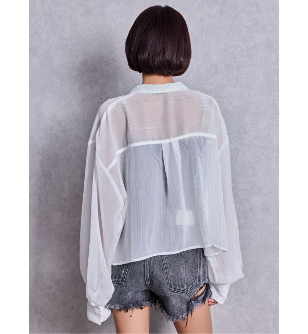 GYDA「SHEERラメショートシャツ」|シャツ・ブラウス|