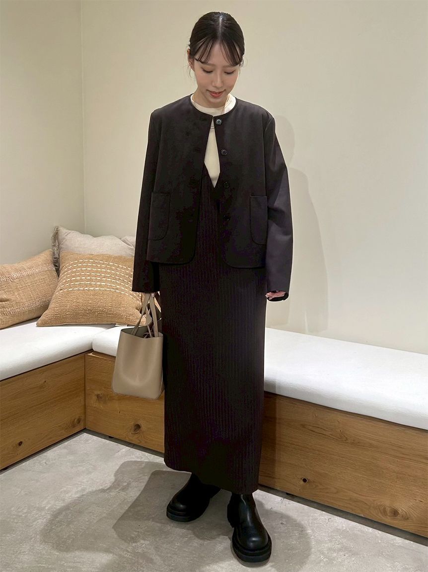 Mila Owen「【セットアイテム】クルーネックニット&times;Aラインキャミレイヤードワンピース」|ワンピース|