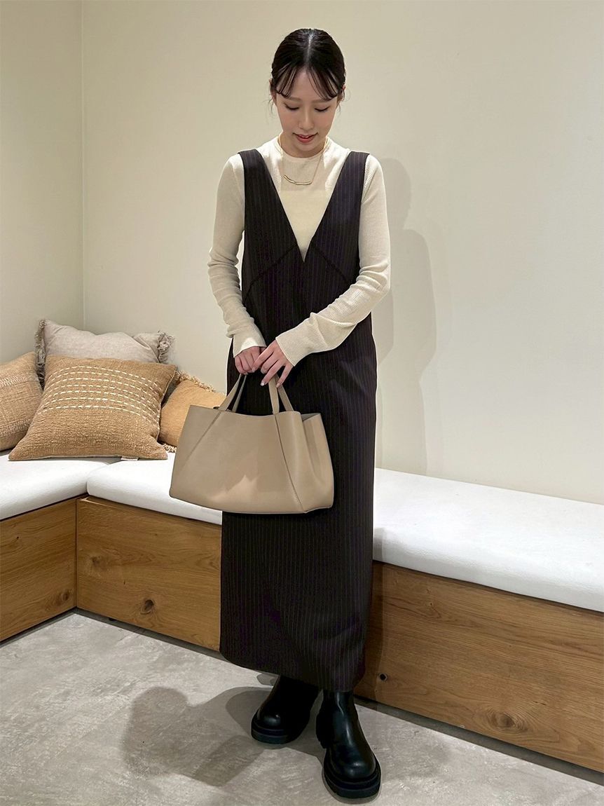 Mila Owen「【セットアイテム】クルーネックニット&times;Aラインキャミレイヤードワンピース」|ワンピース|