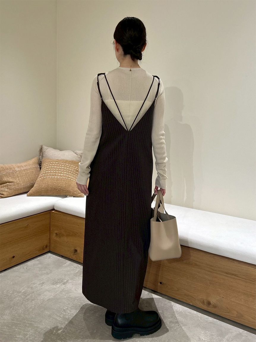 Mila Owen「【セットアイテム】クルーネックニット&times;Aラインキャミレイヤードワンピース」|ワンピース|