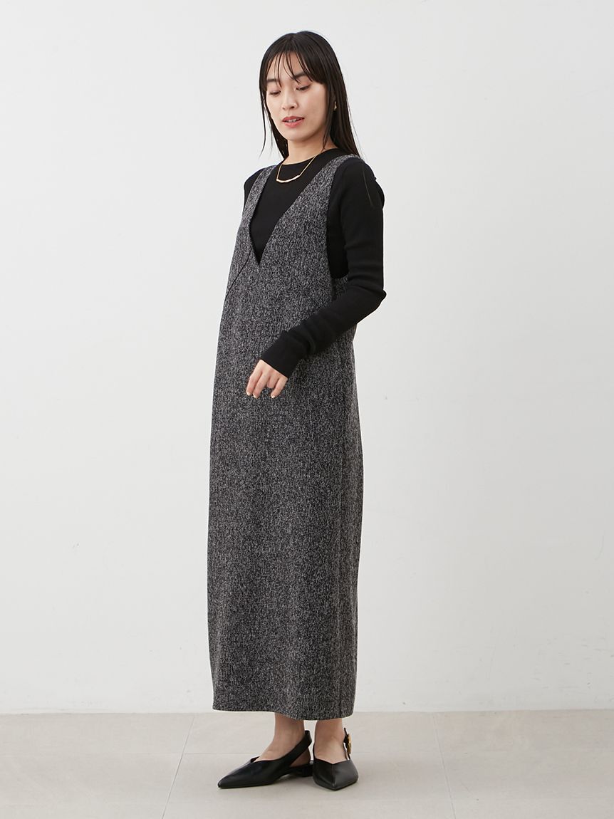 Mila Owen「【セットアイテム】クルーネックニット&times;Aラインキャミレイヤードワンピース」|ワンピース|
