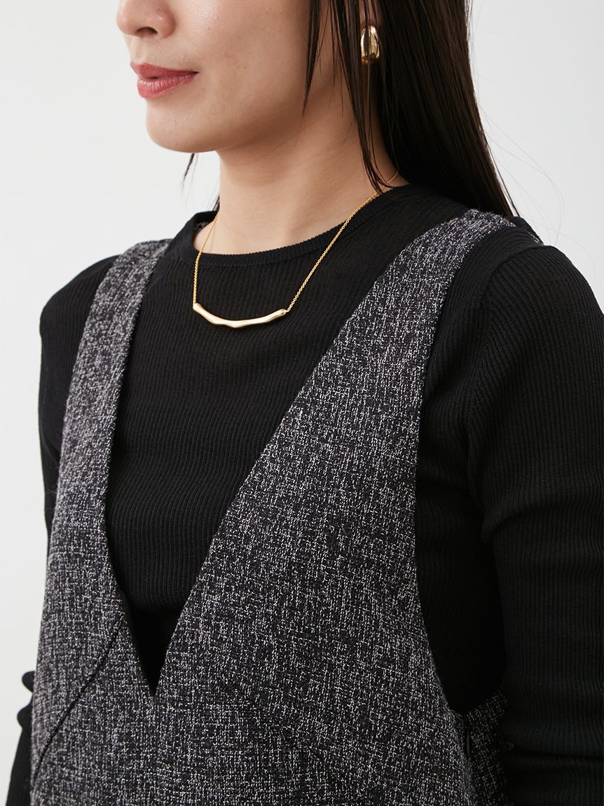 Mila Owen「【セットアイテム】クルーネックニット&times;Aラインキャミレイヤードワンピース」|ワンピース|