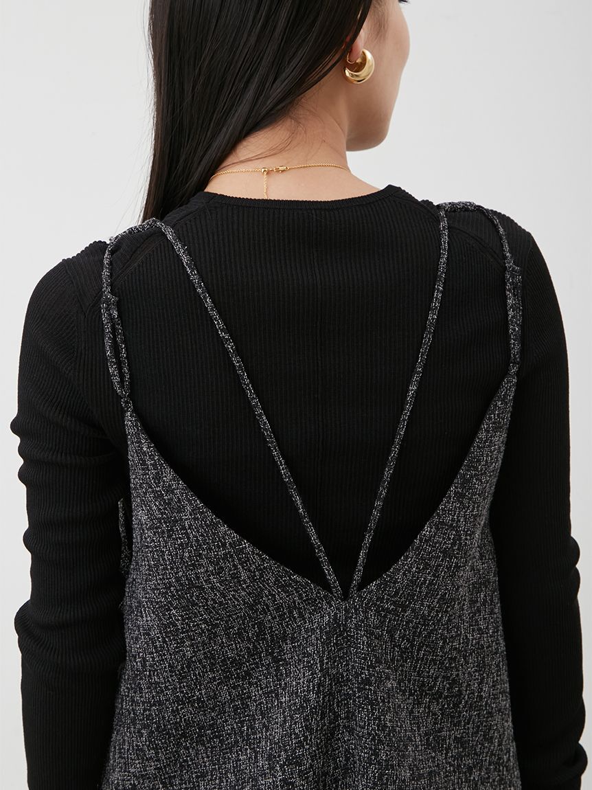 Mila Owen「【セットアイテム】クルーネックニット&times;Aラインキャミレイヤードワンピース」|ワンピース|