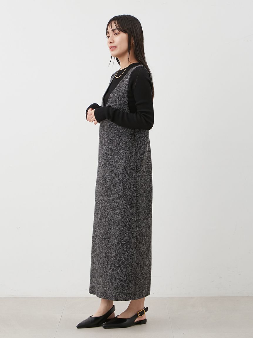 Mila Owen「【セットアイテム】クルーネックニット&times;Aラインキャミレイヤードワンピース」|ワンピース|