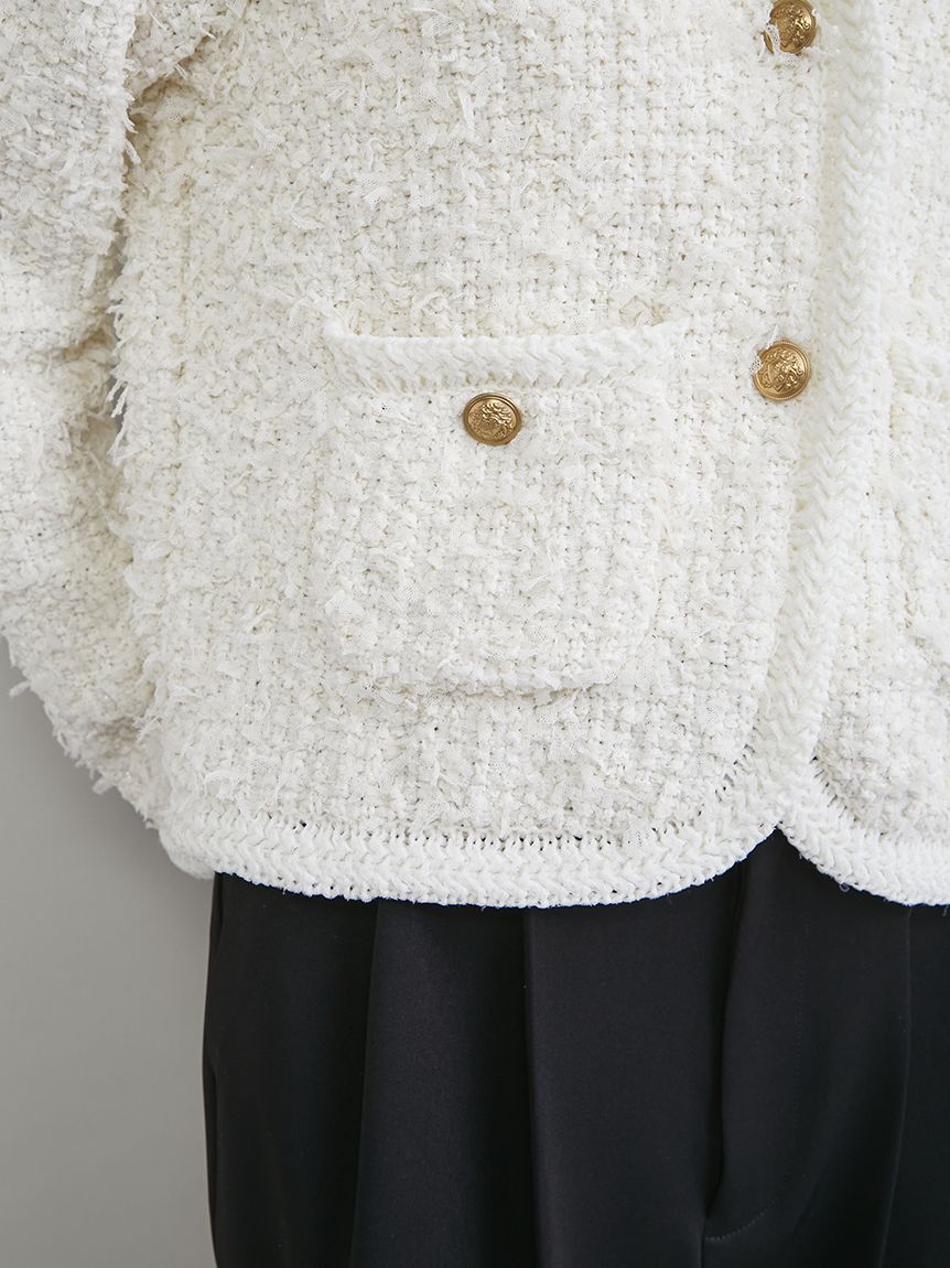 Mila Owen「ニットツイードジャケット」|ノーカラージャケット|