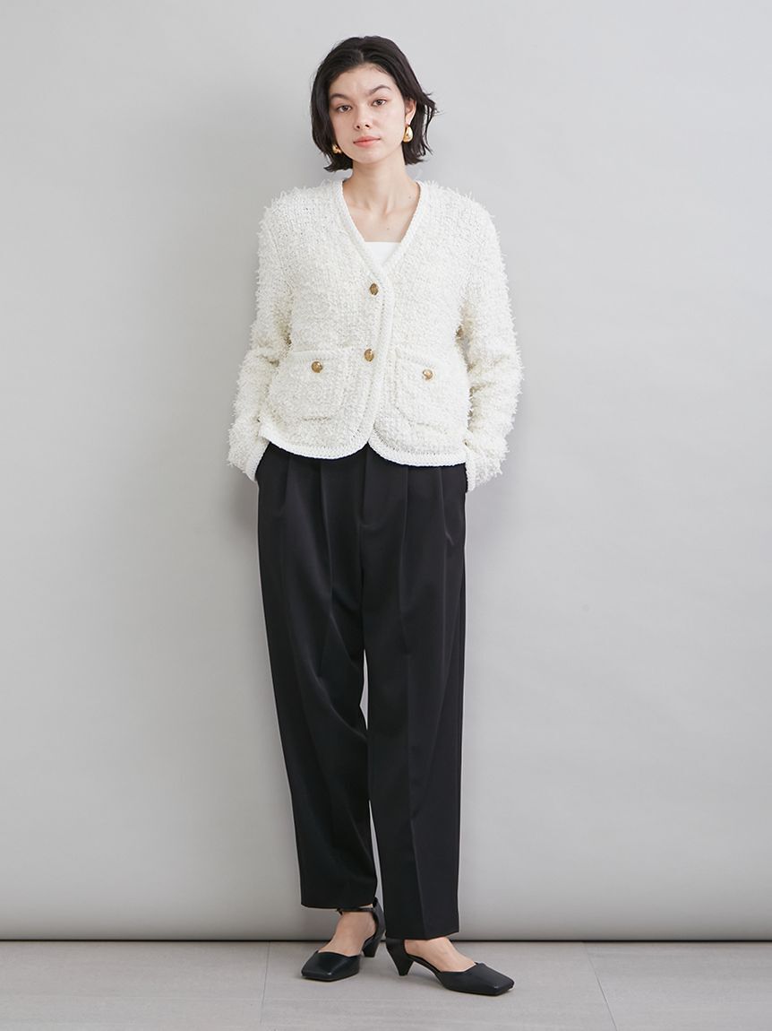 Mila Owen「ニットツイードジャケット」|ノーカラージャケット|