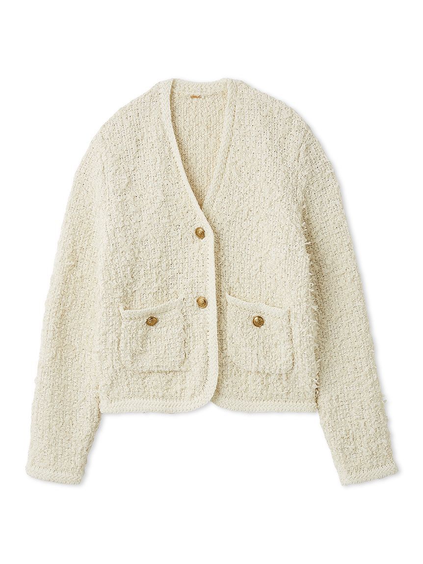 Mila Owen「ニットツイードジャケット」|ノーカラージャケット|