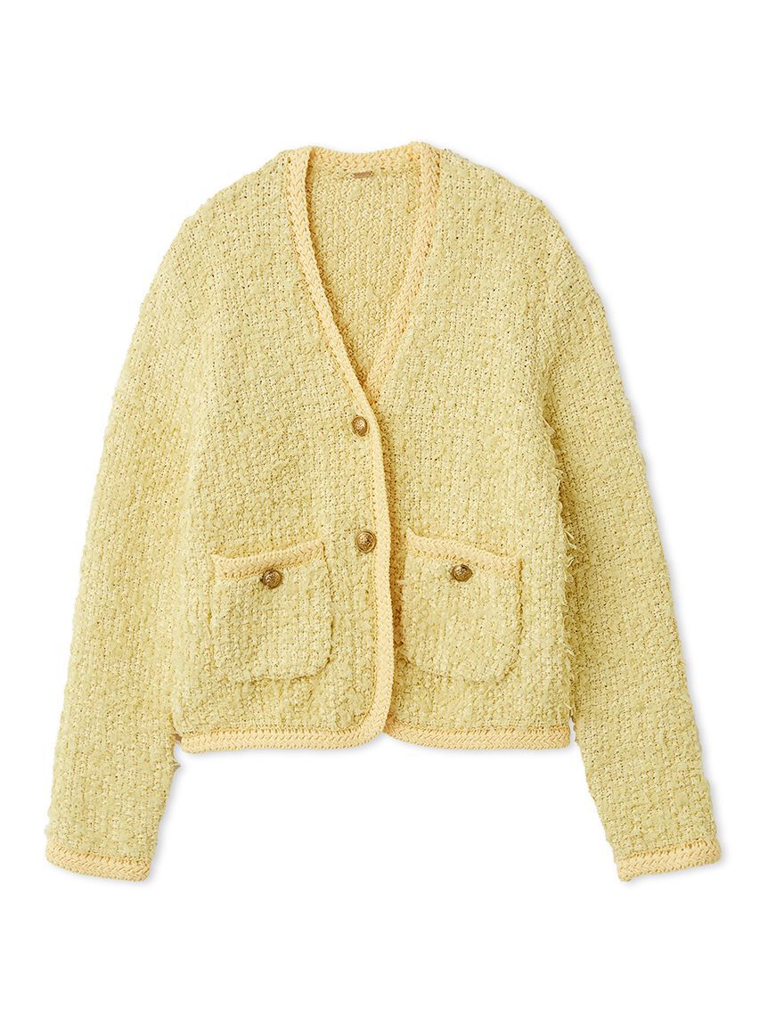 Mila Owen「ニットツイードジャケット」|ノーカラージャケット|YEL