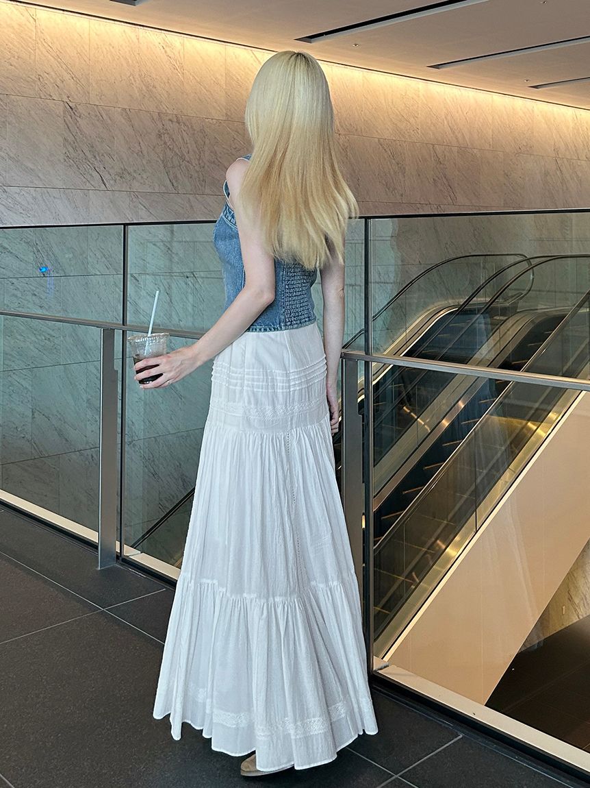 SNIDEL「コットンレーススカート」|スカート|WHT