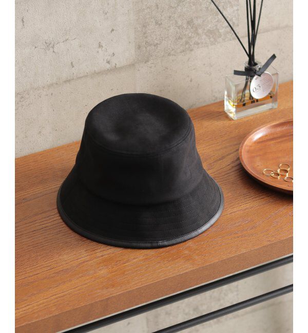 ikka「フェイクスウェードパイピングHAT」|その他|ブラック