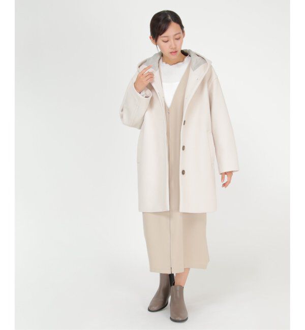 ikka「RENU メルトンミドル丈フードジャケット」|その他|