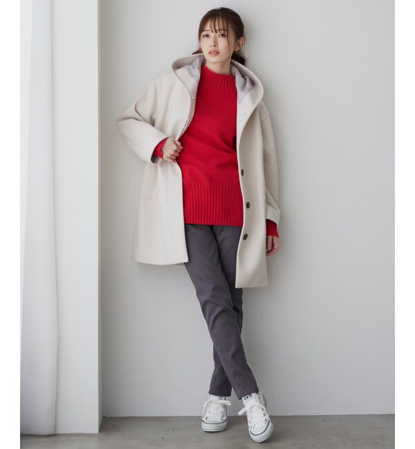 ikka「RENU メルトンミドル丈フードジャケット」|その他|