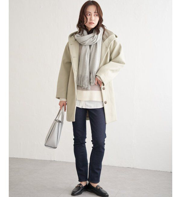 ikka「RENU メルトンミドル丈フードジャケット」|その他|