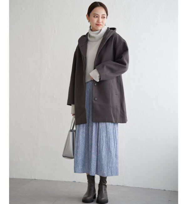 ikka「RENU メルトンミドル丈フードジャケット」|その他|