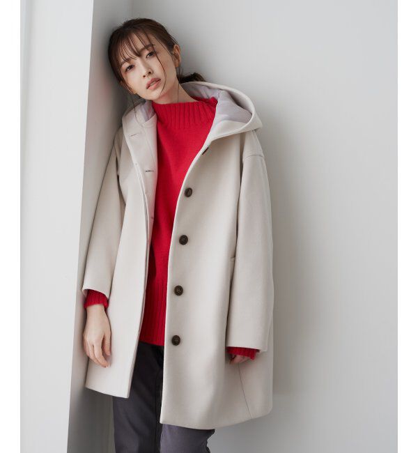 ikka「RENU メルトンミドル丈フードジャケット」|その他|