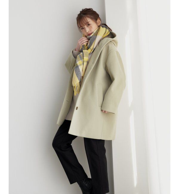 ikka「RENU メルトンミドル丈フードジャケット」|その他|