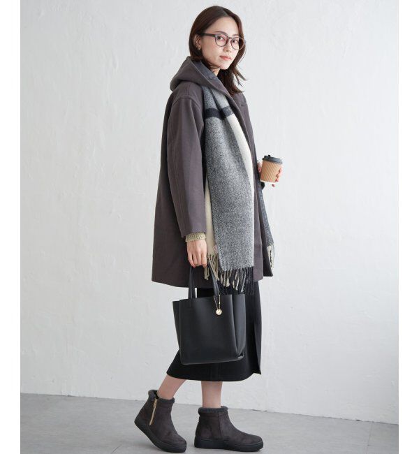 ikka「RENU メルトンミドル丈フードジャケット」|その他|