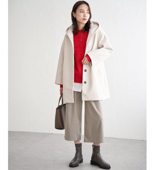 ikka「RENU メルトンミドル丈フードジャケット」|その他|